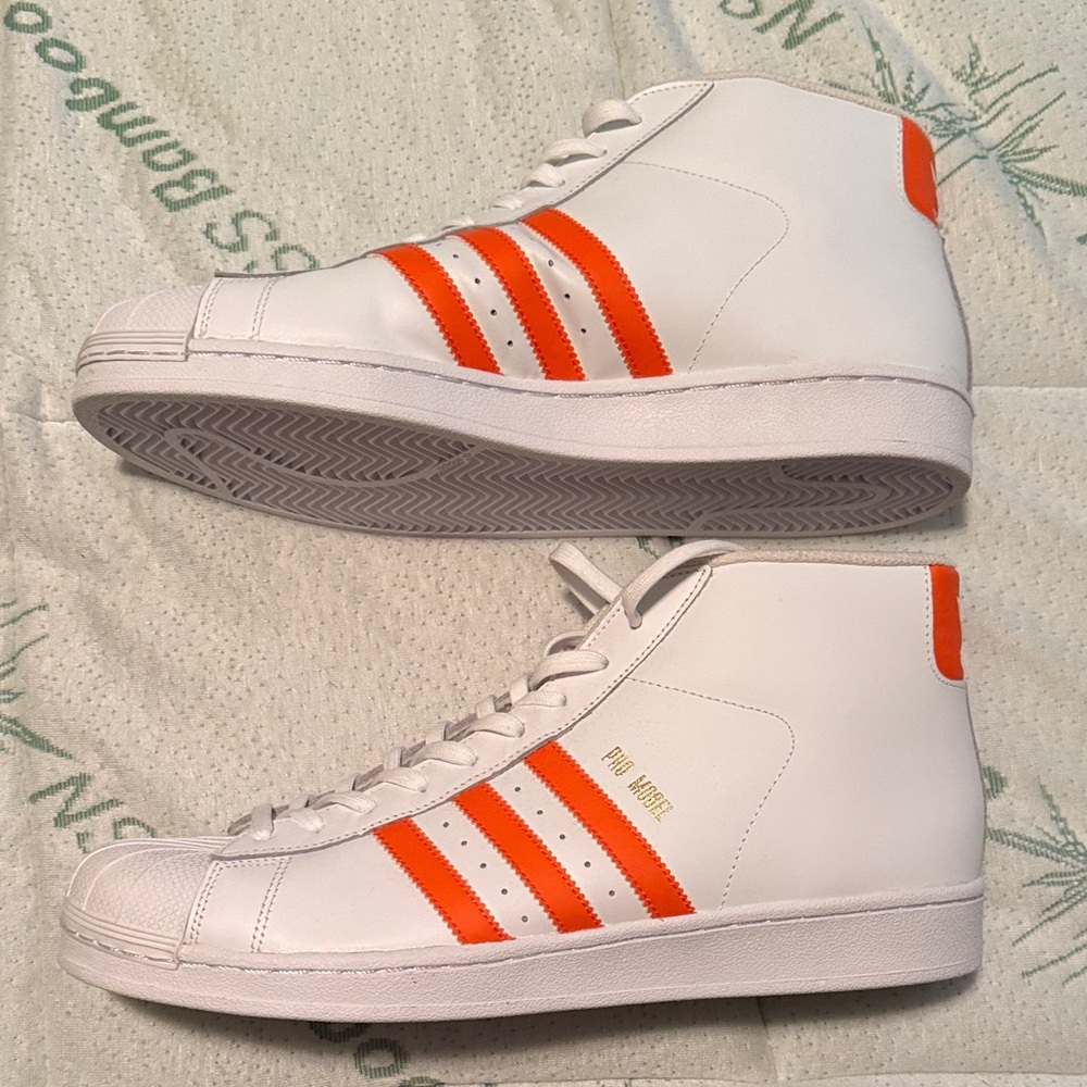 Adidas Men's White and Orange High-Tops